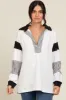 Ivory Striped Colorblock Collared Pullover Top sold by Pinkblush