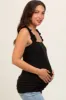 Black Ribbed Ruffle Strap Sleeveless Maternity Top sold by Pinkblush