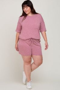 Mauve Pocket Front Plus Pajama Short Set sold by Pinkblush