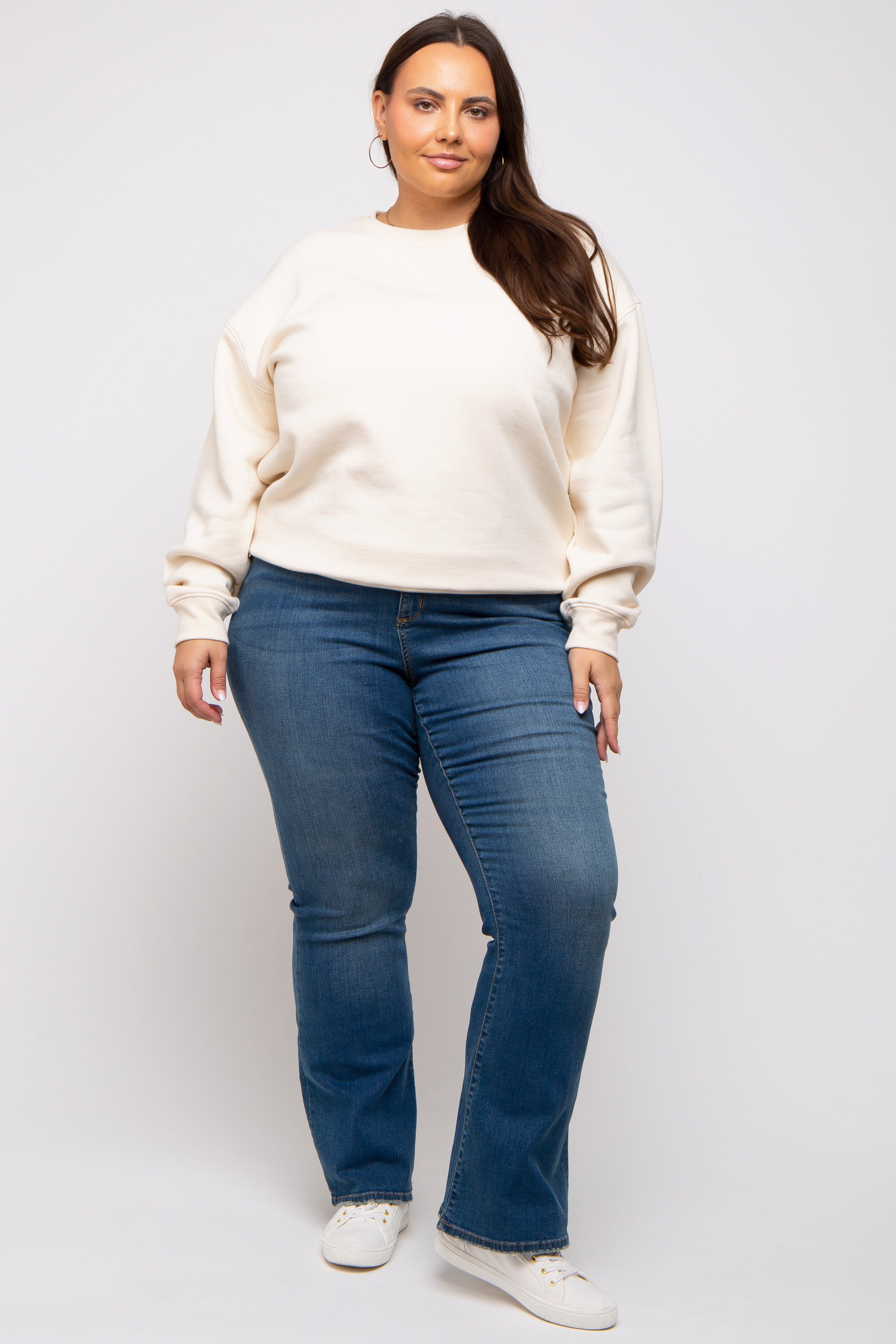 Ivory Soft Knit Fleece Lined Plus Sweatshirt sold by Pinkblush product image thumbnail 4