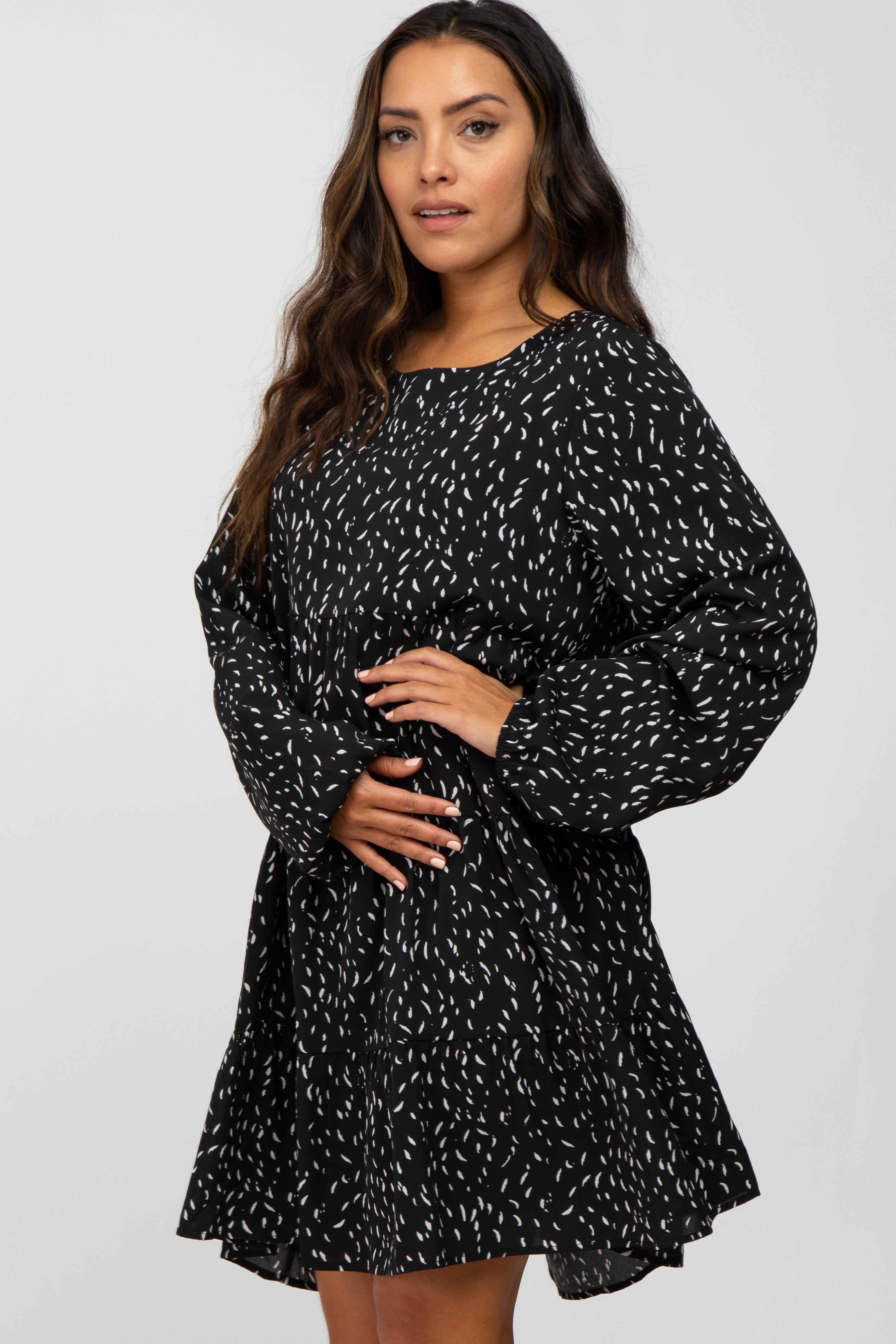 Black Printed Tiered Dress sold by Pinkblush product image thumbnail 3