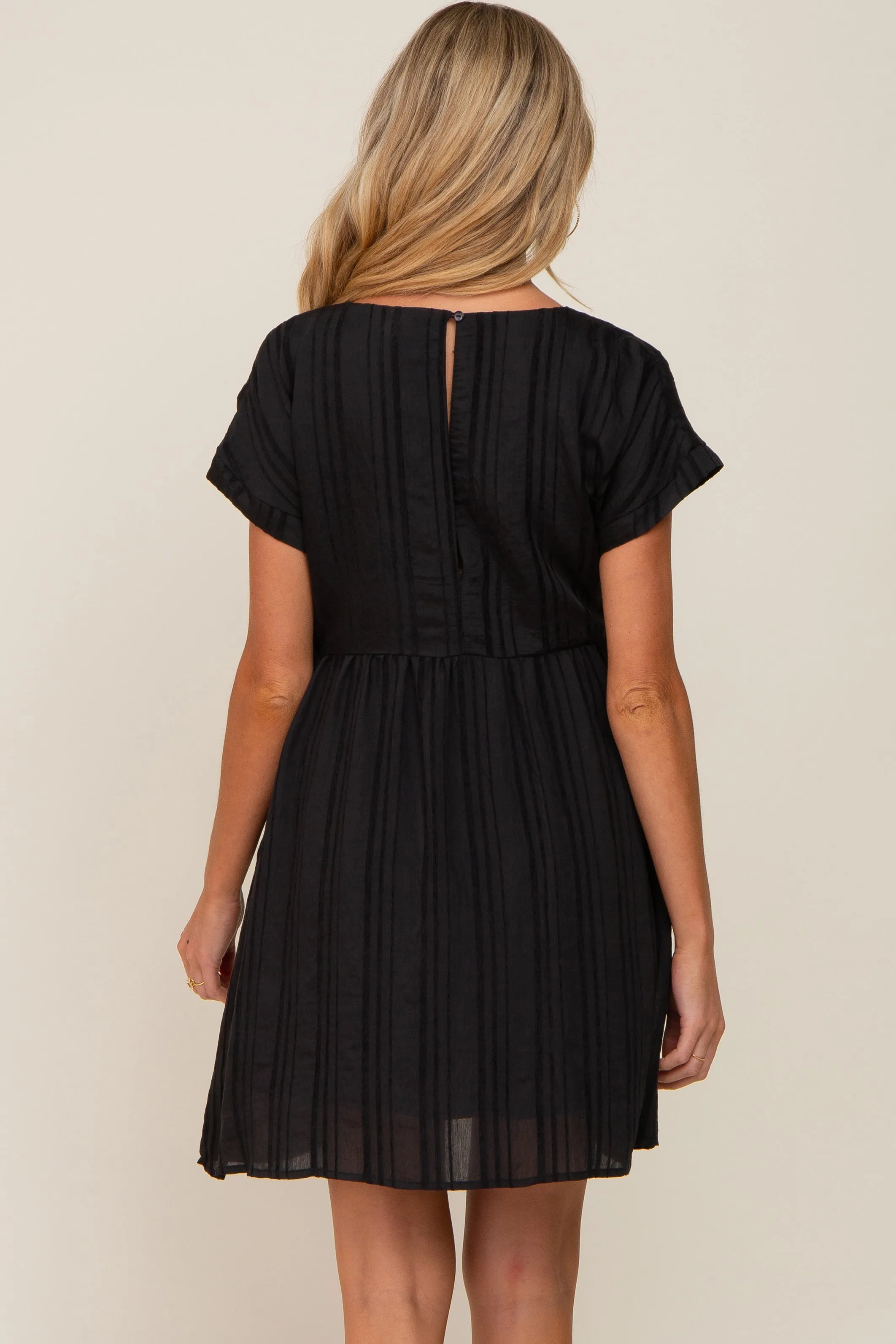 Black Striped Pocketed Maternity Dress sold by Pinkblush product image thumbnail 4