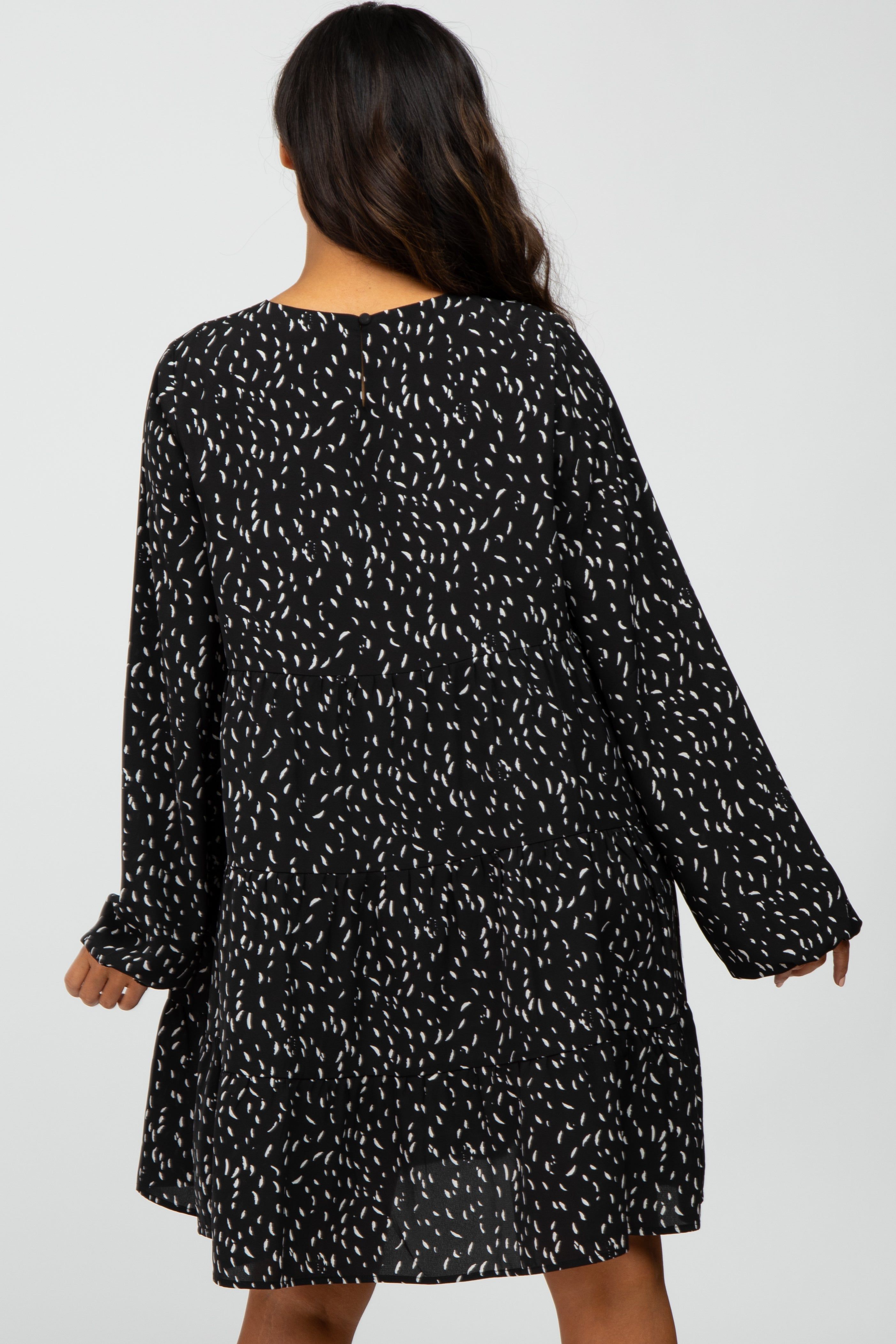 Black Printed Tiered Dress sold by Pinkblush product image thumbnail 4