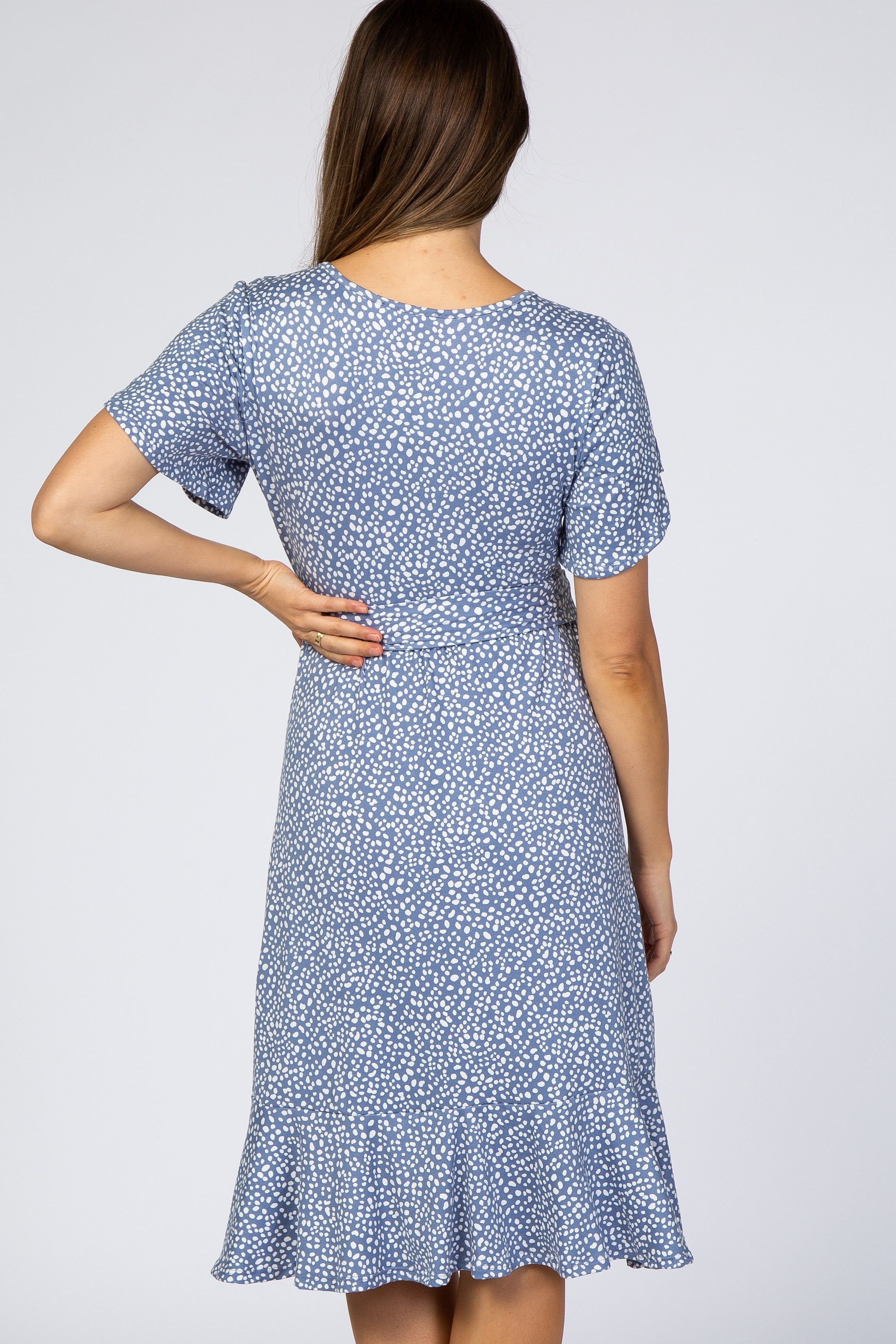 Blue Polka Dot Ruffle Maternity Dress sold by Pinkblush product image thumbnail 3