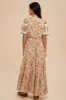 Cream Border Print Button Front Midi Dress sold by Pinkblush