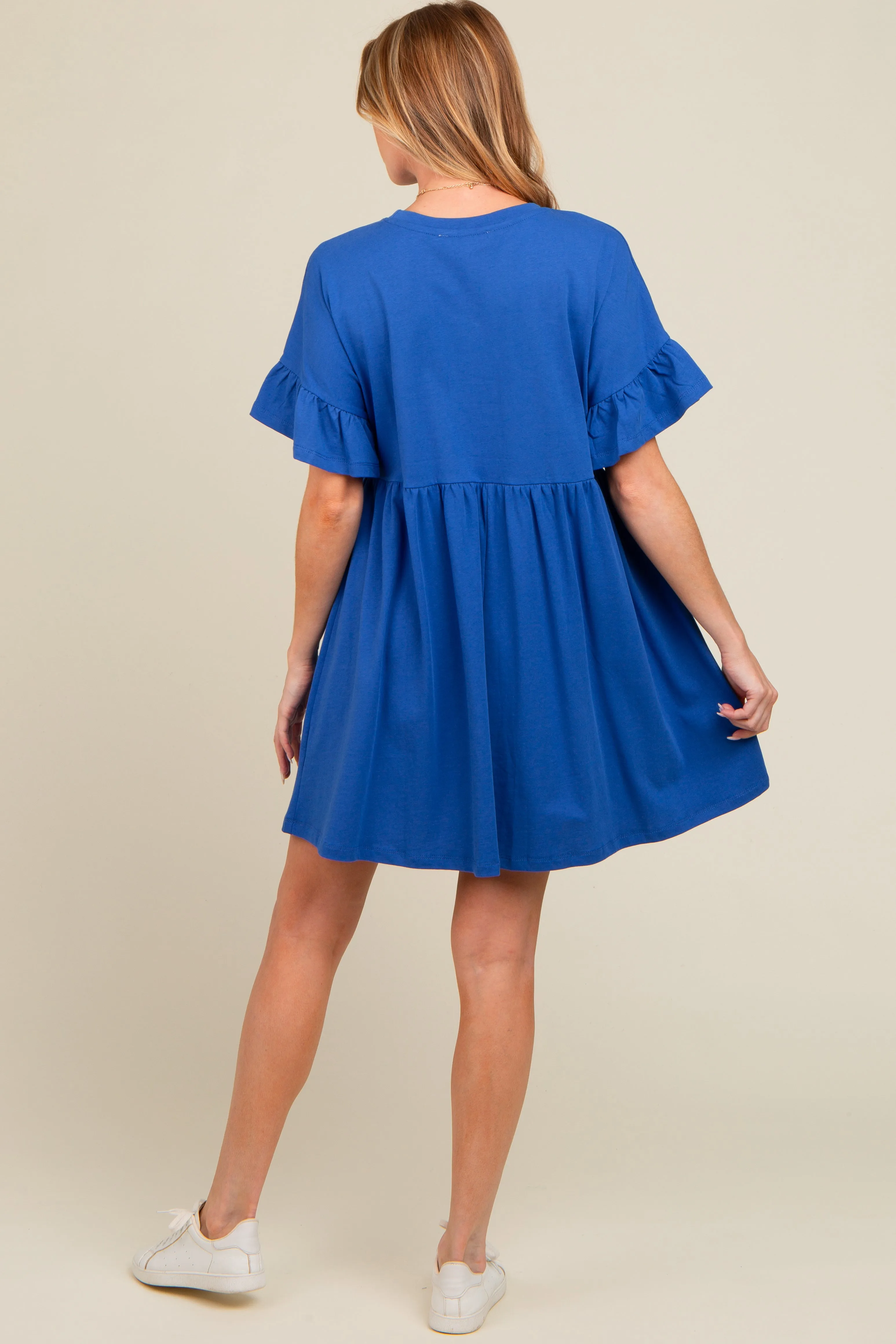 Royal Blue Ruffle Sleeve Maternity Dress sold by Pinkblush product image thumbnail 4