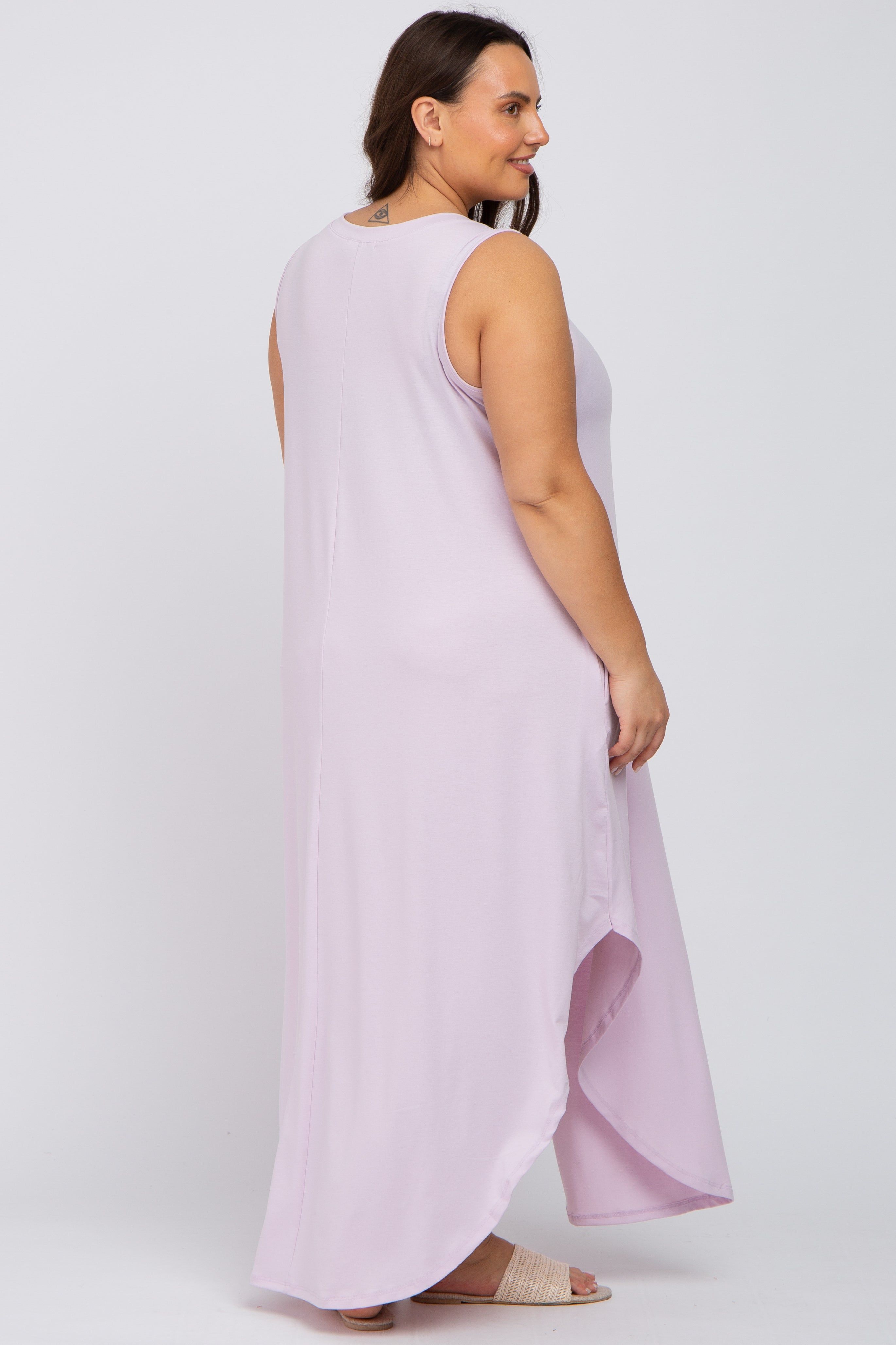 Lavender V-Neck Basic Plus Maxi Dress sold by Pinkblush product image thumbnail 3