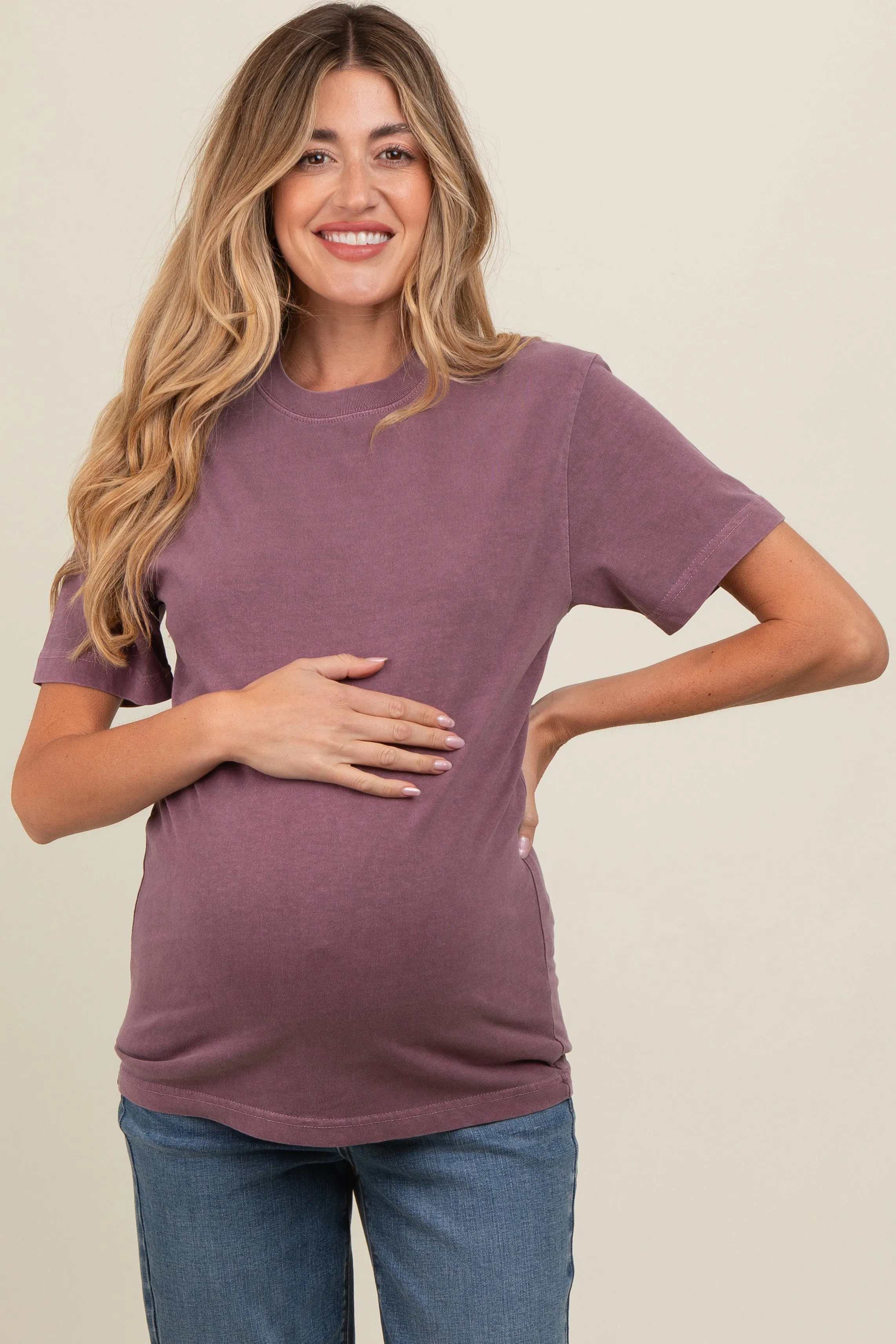 Plum Basic Maternity T-Shirt sold by Pinkblush product image thumbnail 2