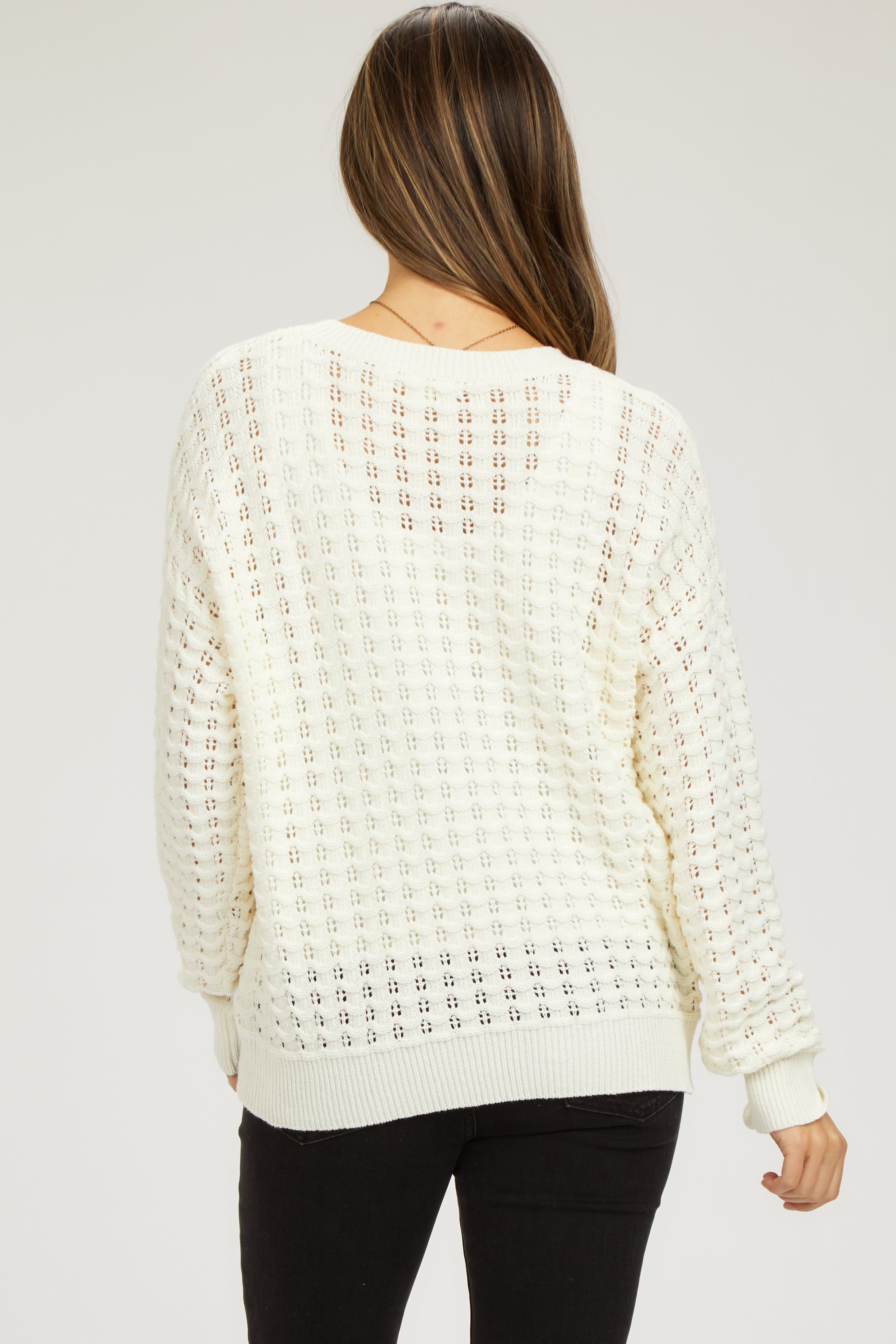 Cream Open Knit Maternity Long Sleeve Top sold by Pinkblush product image thumbnail 3