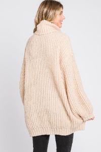 Cream Turtleneck Puff Sleeve Sweater Dress sold by Pinkblush