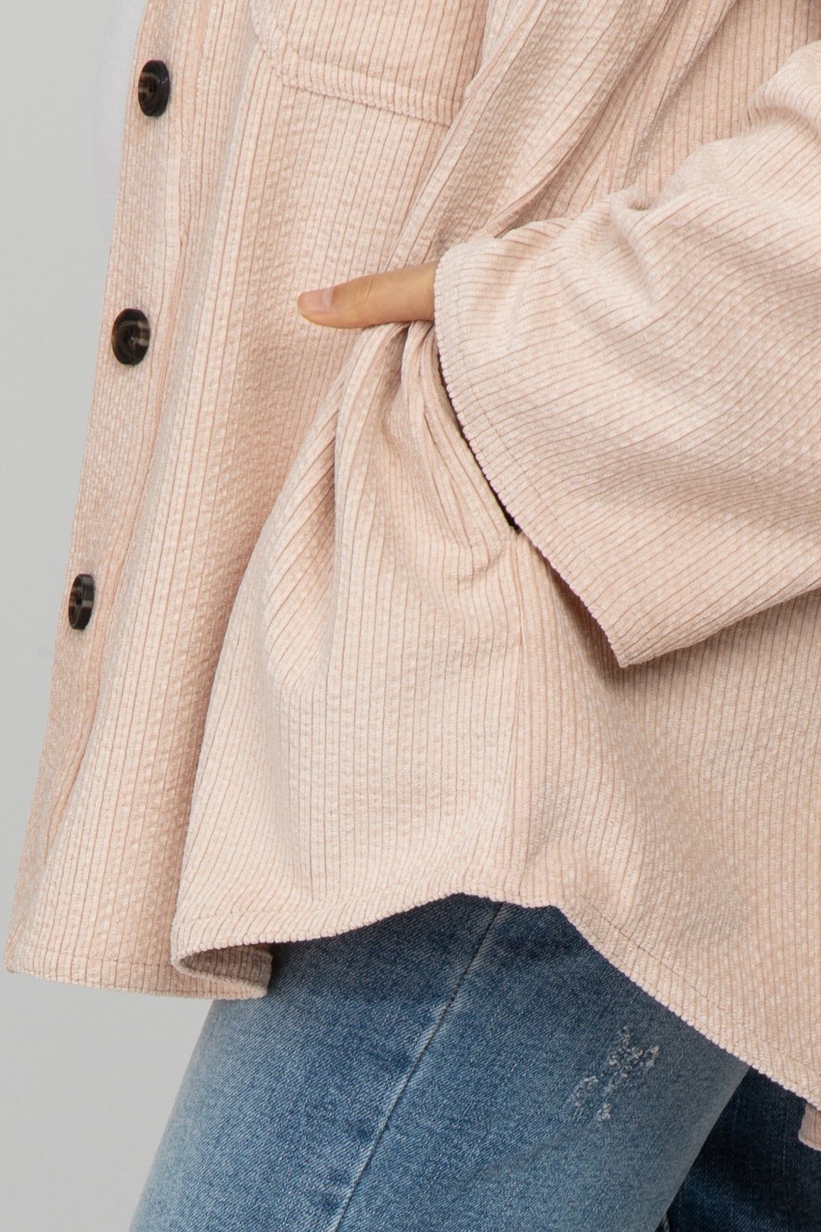 Light Pink Corduroy Button Up Maternity Top sold by Pinkblush product image thumbnail 5