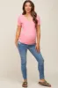 Pink Ribbed V-Neck Maternity Top sold by Pinkblush