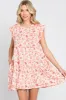 Light Peach Floral Ruffle Accent Mini Dress sold by Pinkblush