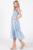 Light Blue Striped Flutter Sleeve Midi Dress sold by Pinkblush
