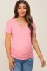 Pink Ribbed V-Neck Maternity Top sold by Pinkblush