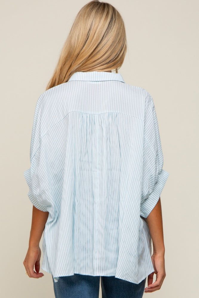 Light Blue Striped Dolman Button Down Maternity Top sold by Pinkblush product image thumbnail 4