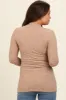 Mocha Basic Long Sleeve Maternity Top sold by Pinkblush
