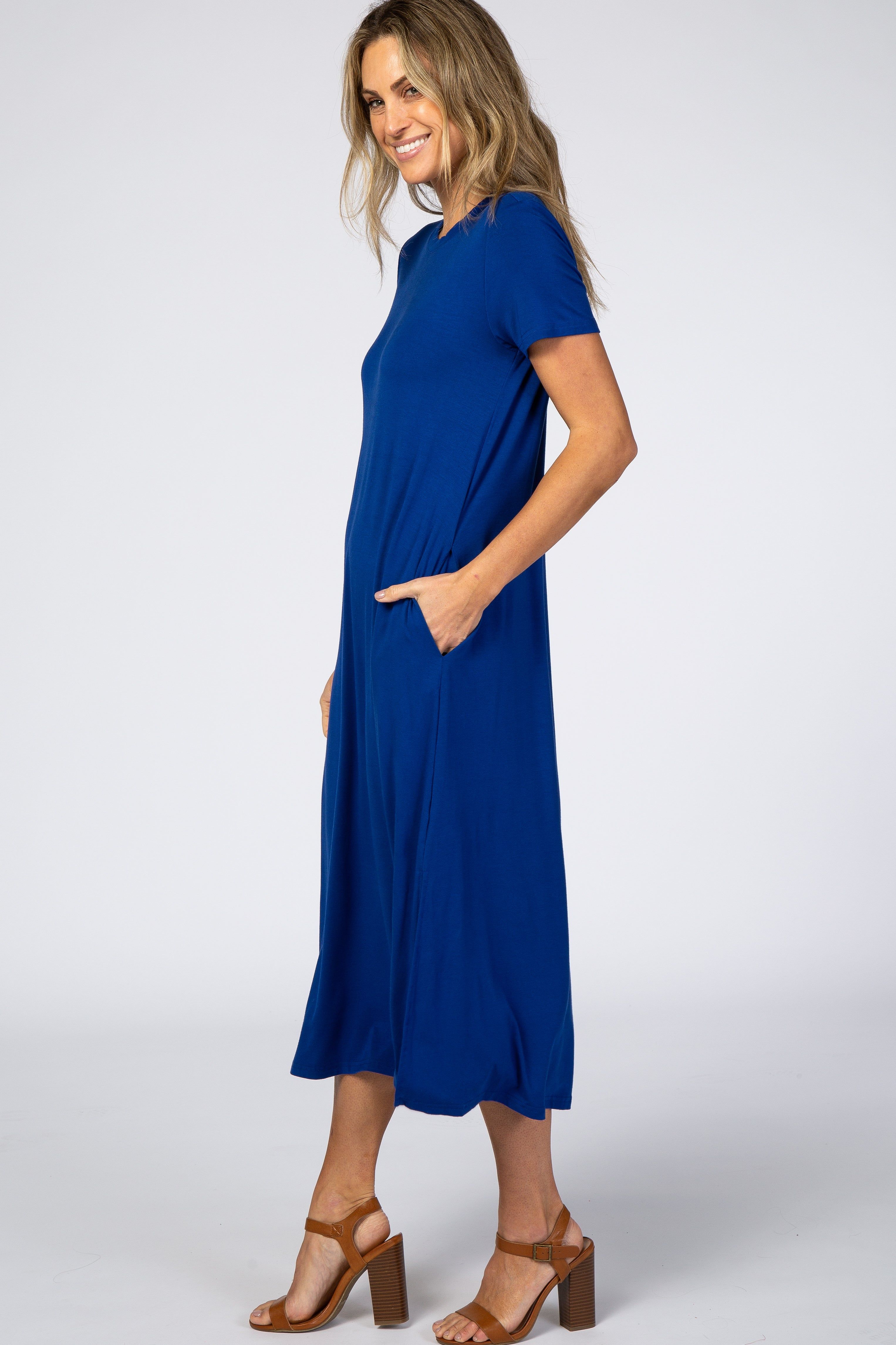Royal Blue Side Slit Midi Dress sold by Pinkblush product image thumbnail 2