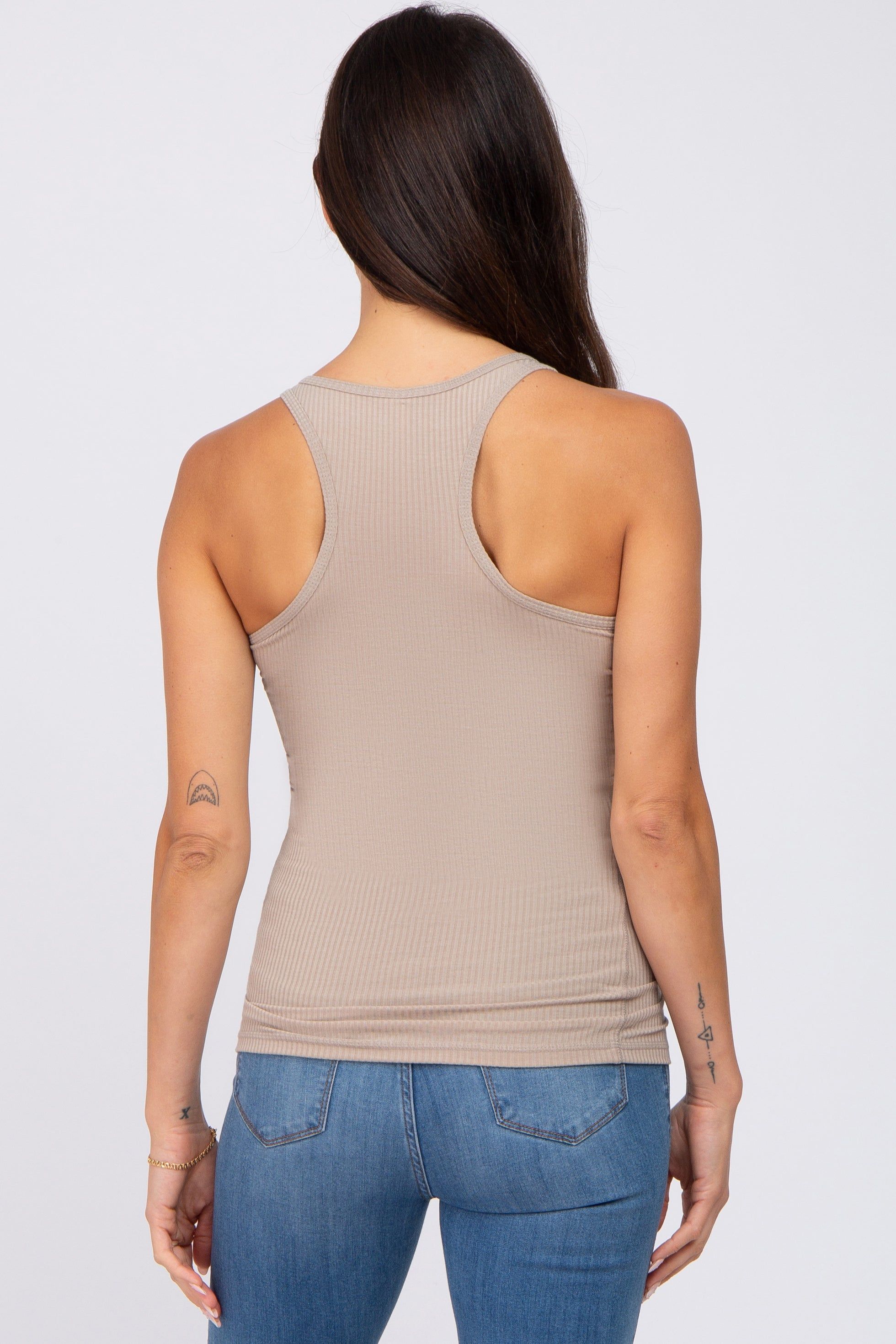 Mocha Ribbed Racerback Tank Top sold by Pinkblush product image thumbnail 3