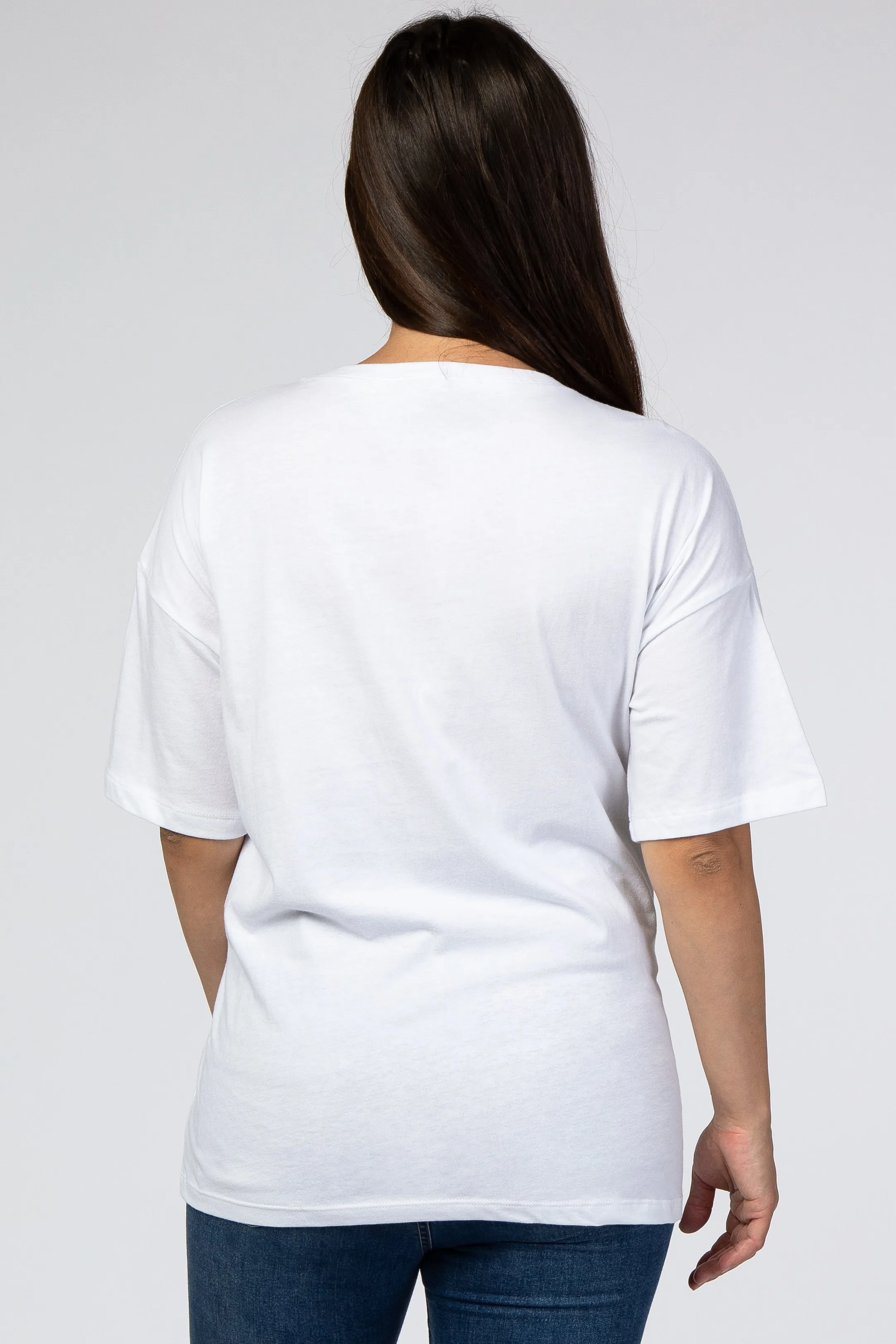 White Basic Short Sleeve Maternity Tee sold by Pinkblush product image thumbnail 3