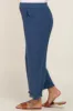 Navy Linen Frayed Hem Crop Maternity Pants sold by Pinkblush