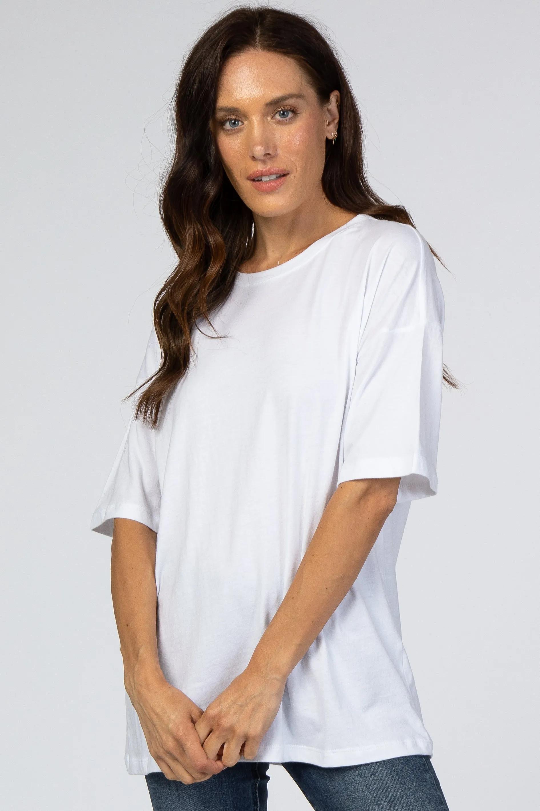 White Basic Short Sleeve Maternity Tee sold by Pinkblush product image thumbnail 5