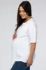White Basic Short Sleeve Maternity Tee sold by Pinkblush
