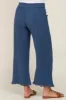Navy Linen Frayed Hem Crop Maternity Pants sold by Pinkblush