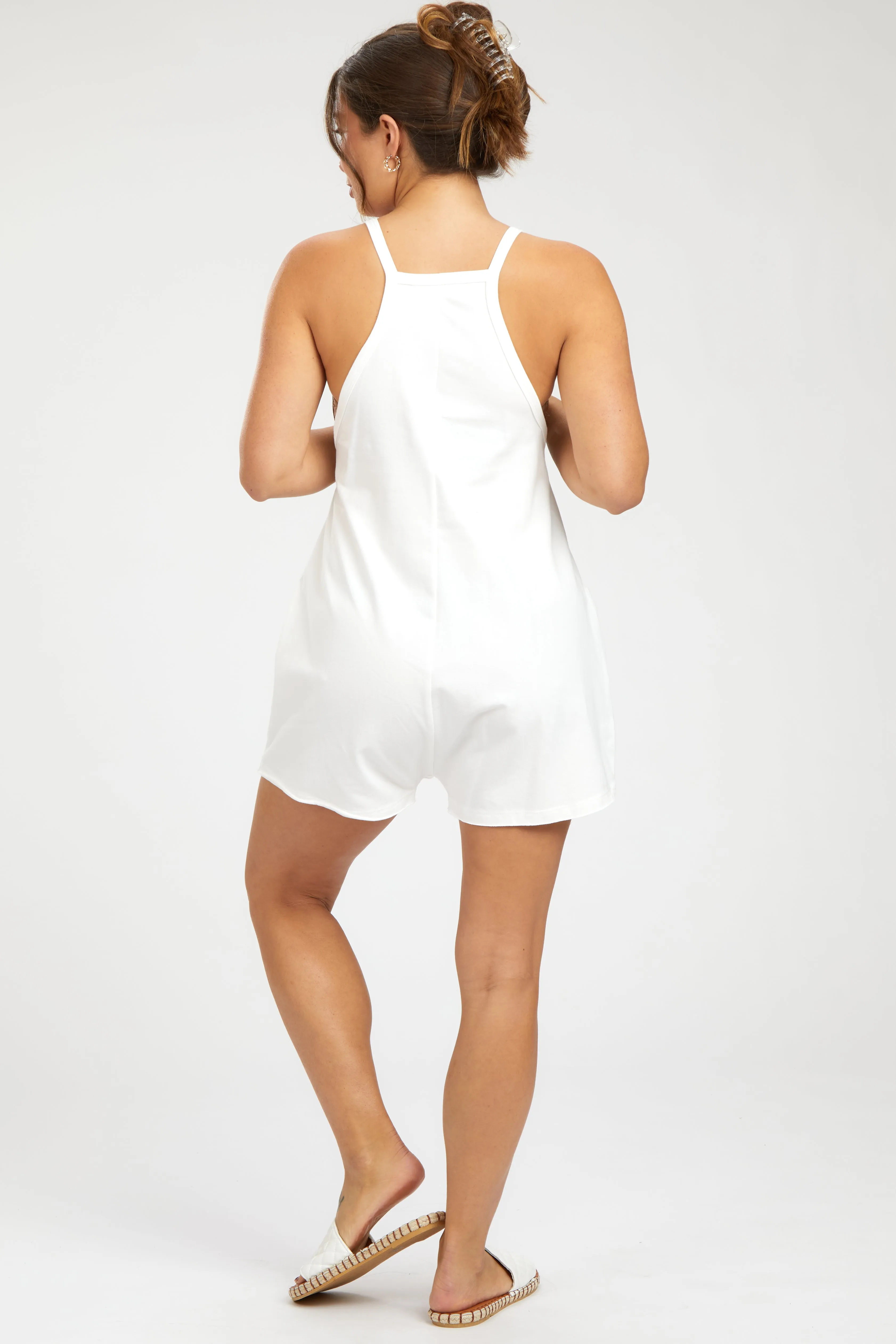 Cream Basic V-Neck Maternity Romper sold by Pinkblush product image thumbnail 2