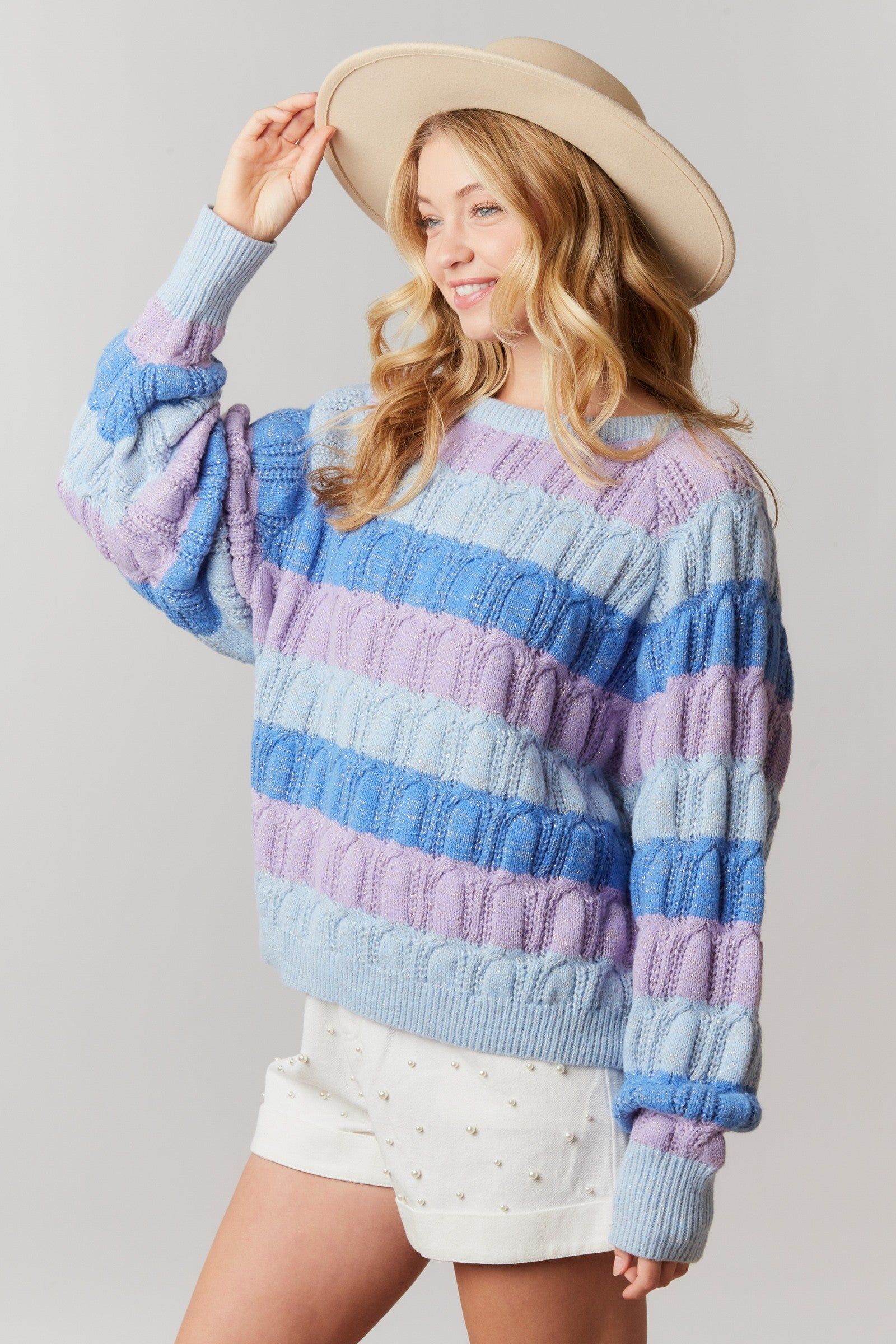 Blue Multi Color Block Pullover Sweater sold by Pinkblush product image thumbnail 3
