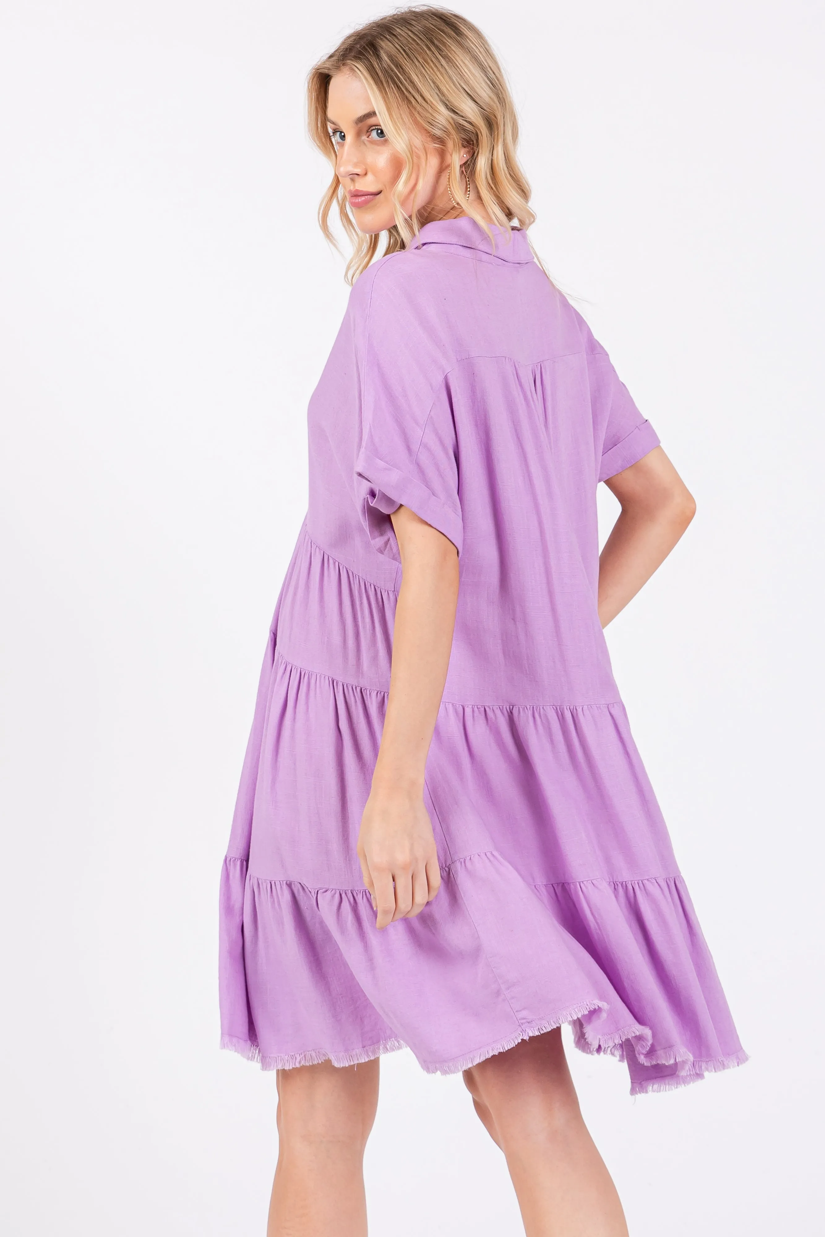 Lavender Tiered Linen Dress sold by Pinkblush product image thumbnail 4