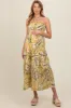 Light Yellow Tropical Halter Maternity Maxi Dress sold by Pinkblush