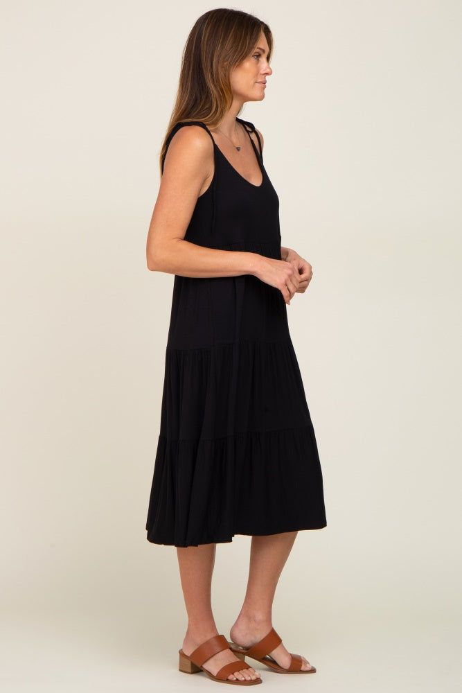 Black Sleeveless Tiered Midi Dress sold by Pinkblush product image thumbnail 2