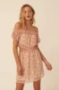 Peach Floral Off-Shoulder Ruffle Side Cutout Mini Dress sold by Pinkblush