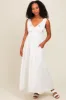 White Floral Embroidered Sleeveless Maternity Maxi Dress sold by Pinkblush