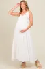 White Floral Embroidered Sleeveless Maternity Maxi Dress sold by Pinkblush