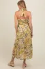 Light Yellow Tropical Halter Maternity Maxi Dress sold by Pinkblush