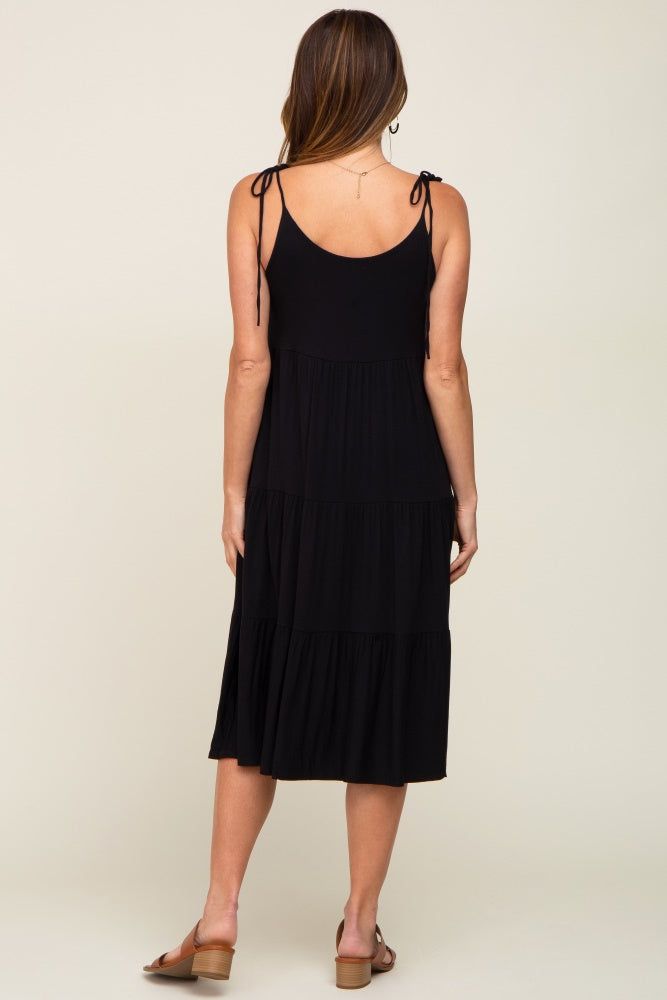 Black Sleeveless Tiered Midi Dress sold by Pinkblush product image thumbnail 3