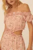Peach Floral Off-Shoulder Ruffle Side Cutout Mini Dress sold by Pinkblush
