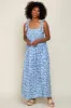 Light Blue Floral Smocked Shoulder Tie Maxi Dress sold by Pinkblush