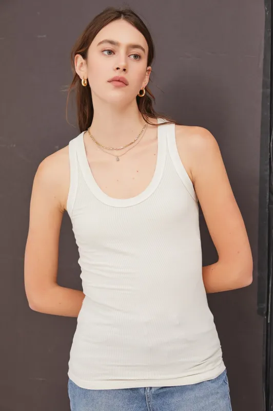 Beige Sleeveless Ribbed Top sold by Pinkblush