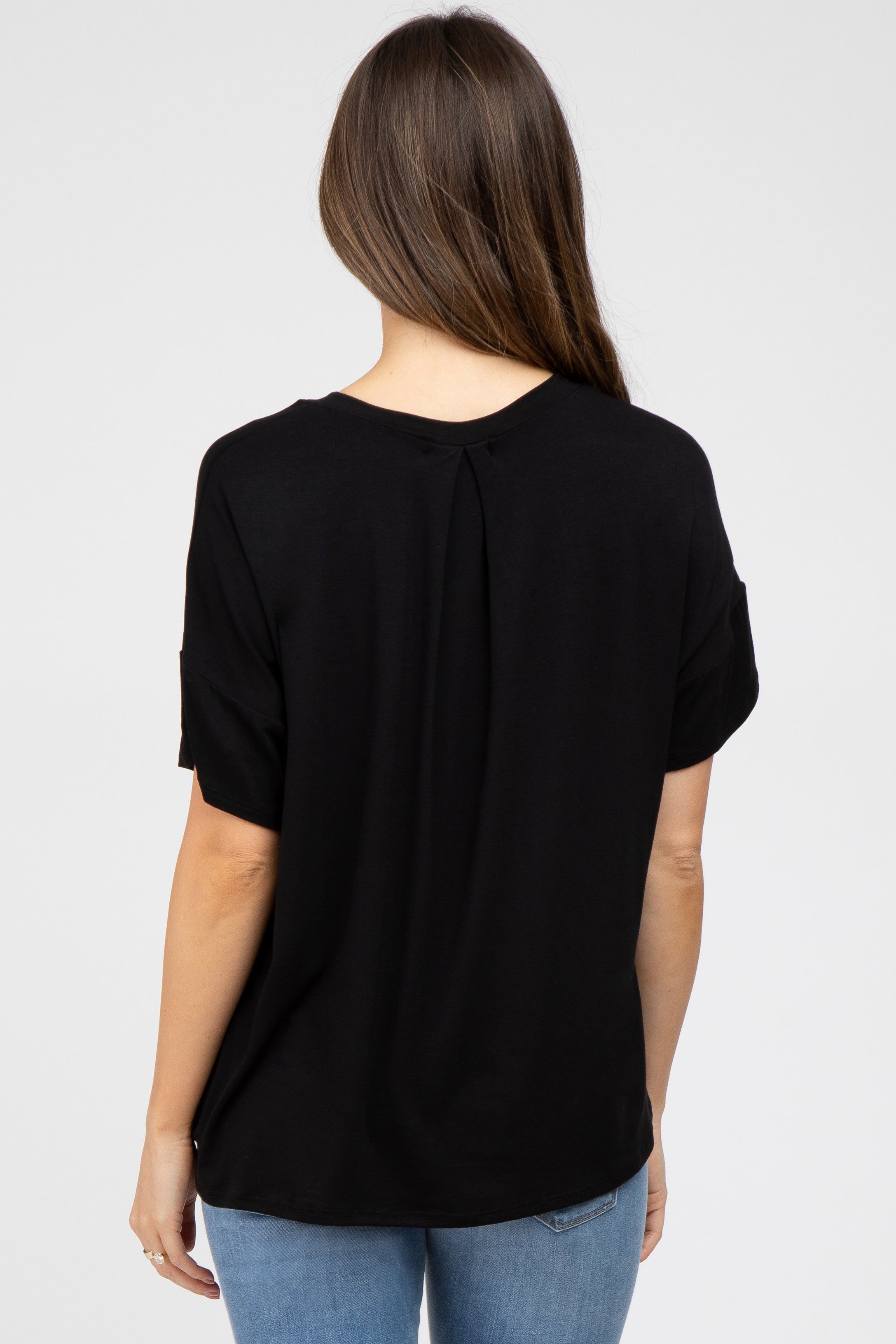 Black Pocket Front Short Sleeve Maternity Top sold by Pinkblush product image thumbnail 3