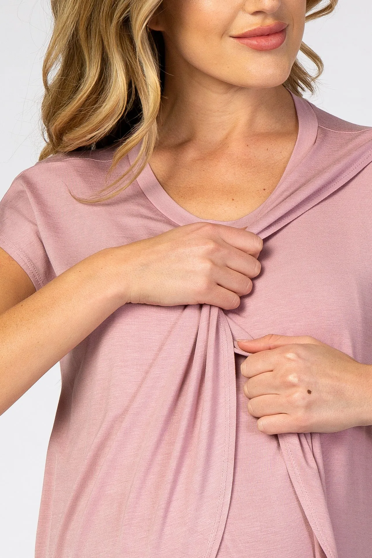 PinkBlush Light Pink Layered Wrap Front Maternity Nursing Top sold by Pinkblush product image thumbnail 4