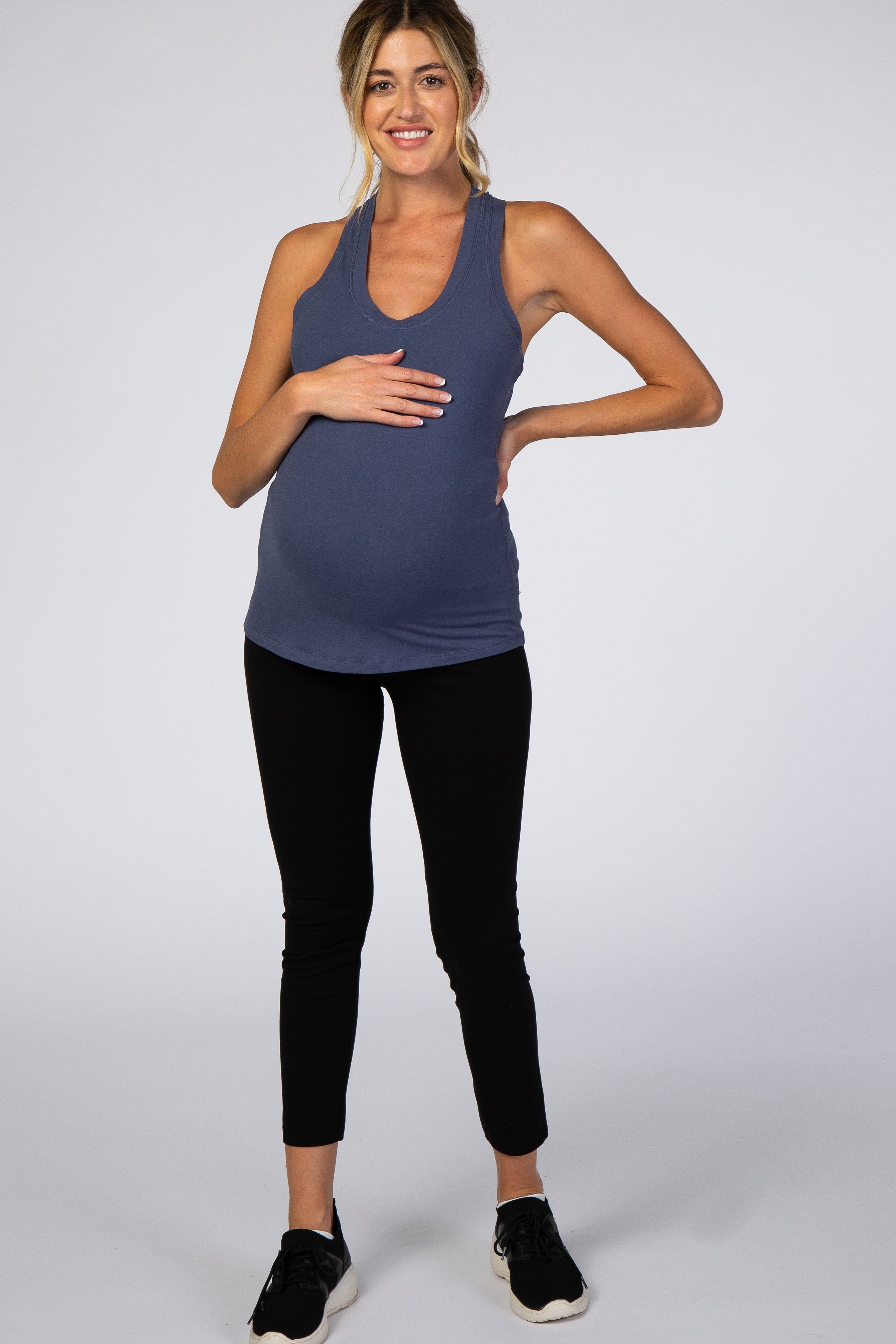 Blue Solid Active Racerback Tank Top sold by Pinkblush product image thumbnail 4