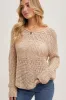 Oatmeal Raglan Cut Open Knit Sweater Pullover sold by Pinkblush