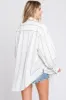 White Striped Puffed Sleeve Blouse sold by Pinkblush