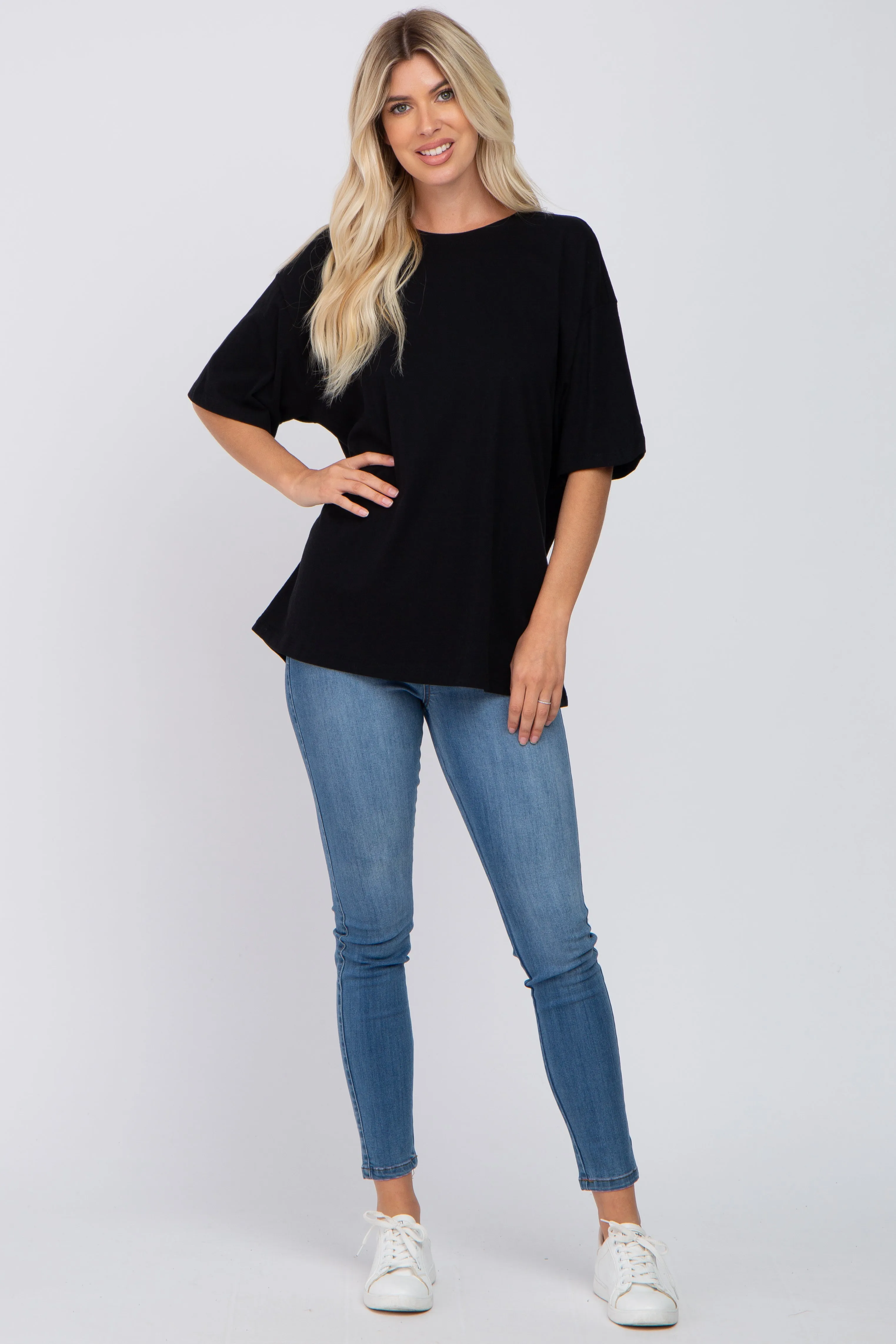 Black Basic Oversized Tee sold by Pinkblush product image thumbnail 4