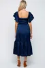 Navy Satin Flutter Sleeve Maternity Midi Dress sold by Pinkblush