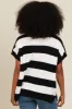Black Striped V-Neck Sweater Top sold by Pinkblush