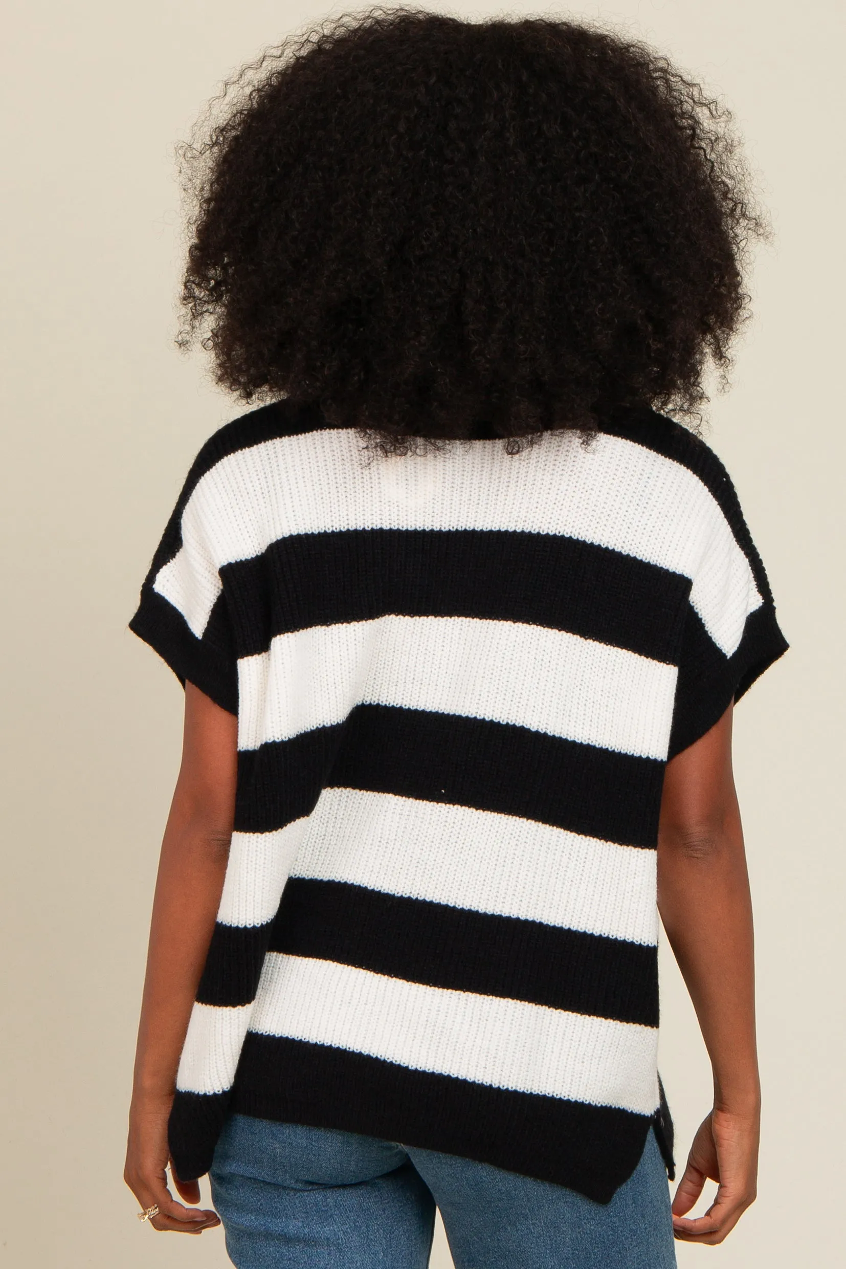 Black Striped V-Neck Sweater Top sold by Pinkblush product image thumbnail 4